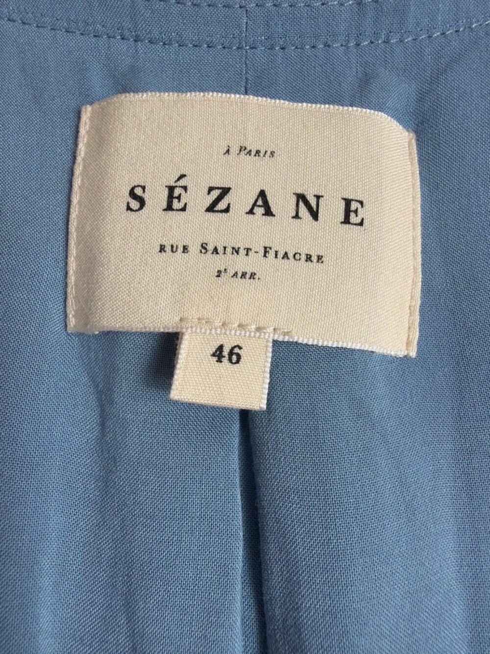 Sézane Aurena Dress Vintage Blue Praire FR 46/US 14 Floral Mini Romantic Boho - Picture 11 of 16